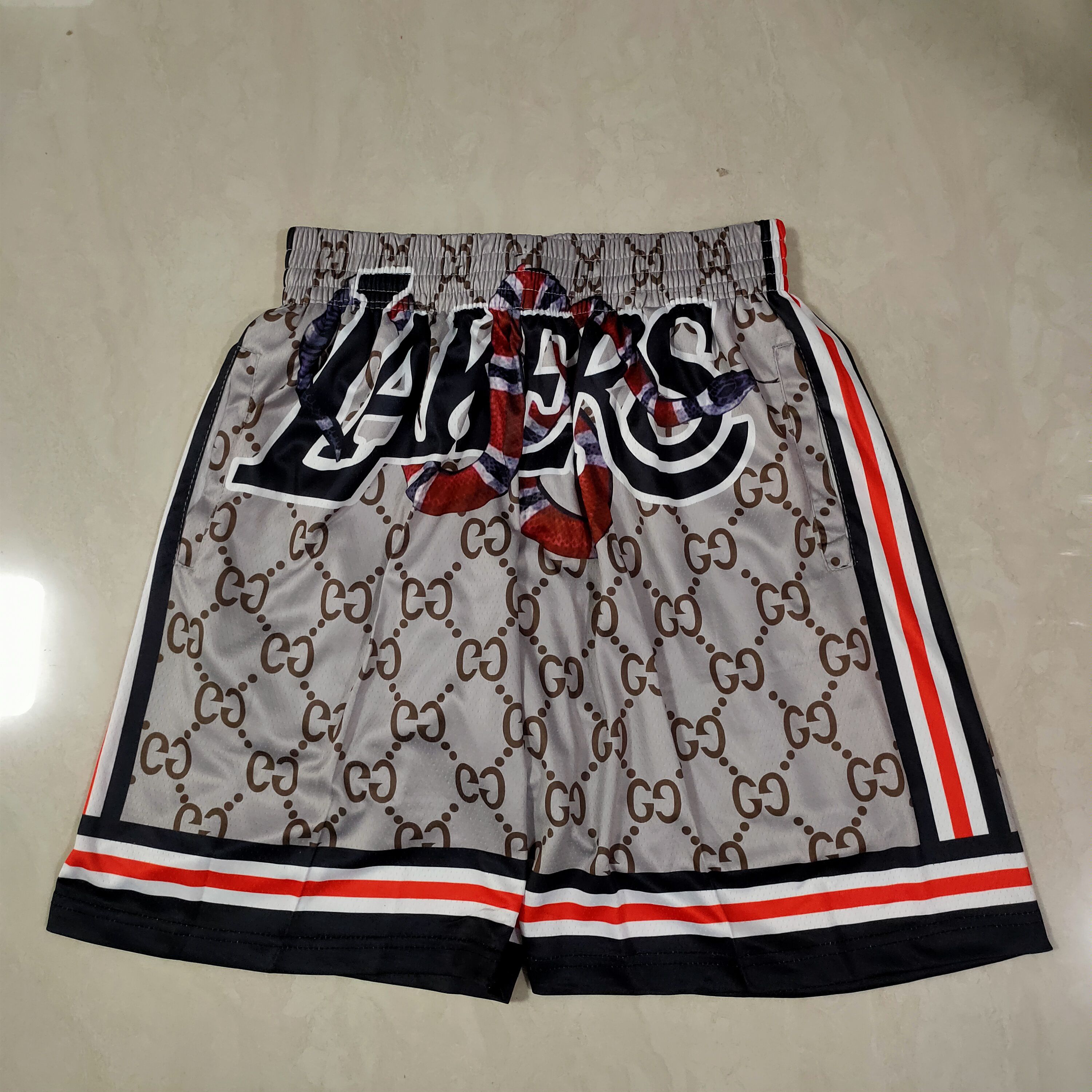 Men NBA 2021 Los Angeles Lakers Grey Shorts 1